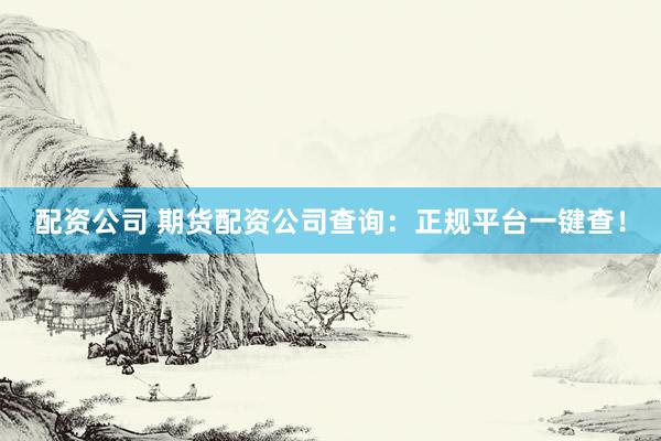 配资公司 期货配资公司查询：正规平台一键查！