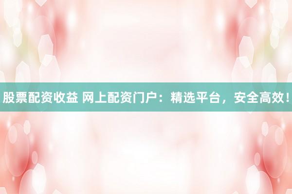 股票配资收益 网上配资门户：精选平台，安全高效！