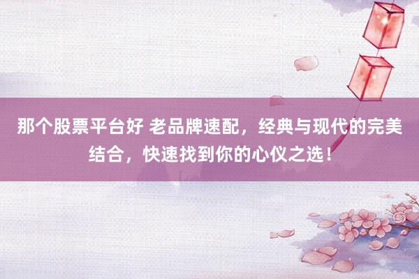 那个股票平台好 老品牌速配，经典与现代的完美结合，快速找到你的心仪之选！