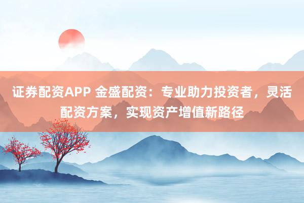 证券配资APP 金盛配资：专业助力投资者，灵活配资方案，实现资产增值新路径