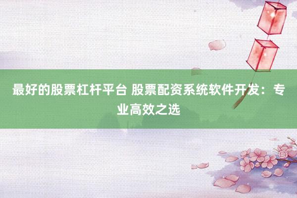 最好的股票杠杆平台 股票配资系统软件开发：专业高效之选