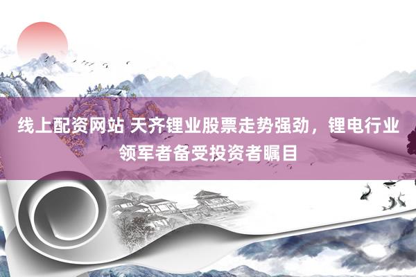 线上配资网站 天齐锂业股票走势强劲，锂电行业领军者备受投资者瞩目