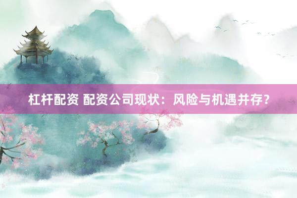 杠杆配资 配资公司现状：风险与机遇并存？