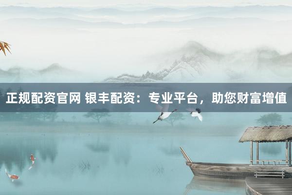 正规配资官网 银丰配资：专业平台，助您财富增值