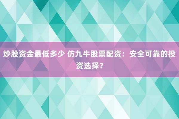 炒股资金最低多少 仿九牛股票配资：安全可靠的投资选择？