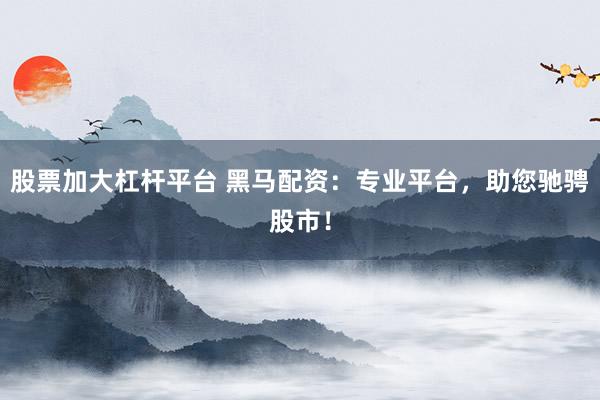 股票加大杠杆平台 黑马配资：专业平台，助您驰骋股市！