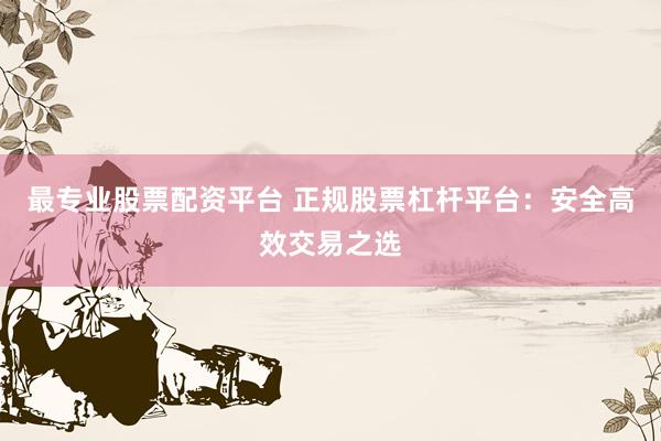 最专业股票配资平台 正规股票杠杆平台：安全高效交易之选