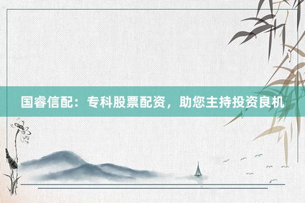 国睿信配：专科股票配资，助您主持投资良机