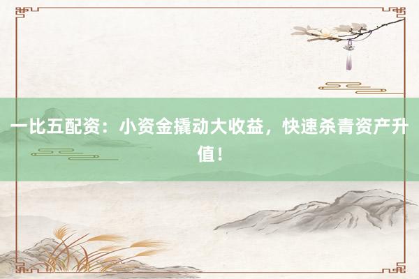 一比五配资：小资金撬动大收益，快速杀青资产升值！