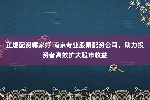 正规配资哪家好 南京专业股票配资公司，助力投资者高效扩大股市收益