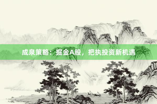 成泉策略：掘金A股，把执投资新机遇