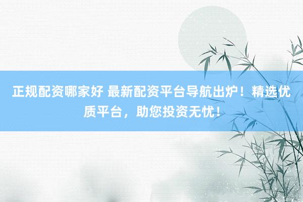 正规配资哪家好 最新配资平台导航出炉！精选优质平台，助您投资无忧！
