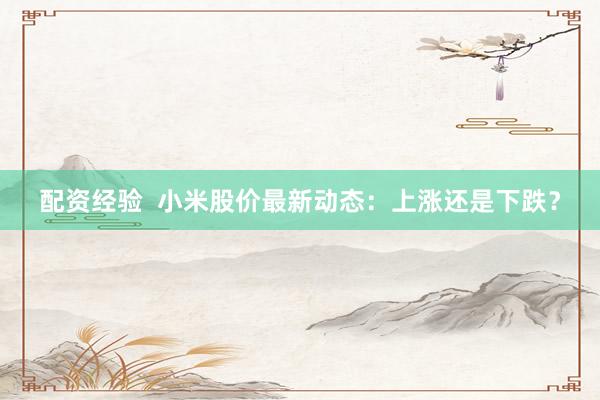 配资经验  小米股价最新动态：上涨还是下跌？