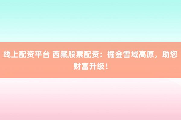 线上配资平台 西藏股票配资：掘金雪域高原，助您财富升级！