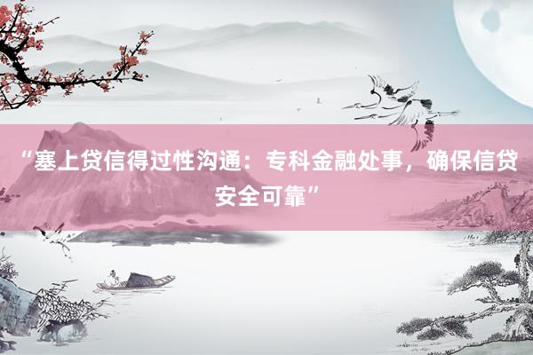 “塞上贷信得过性沟通：专科金融处事，确保信贷安全可靠”