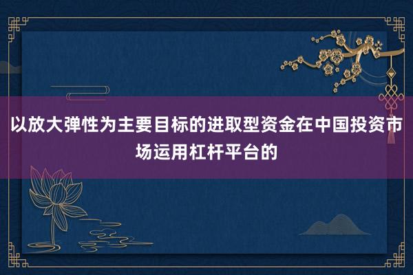 以放大弹性为主要目标的进取型资金在中国投资市场运用杠杆平台的