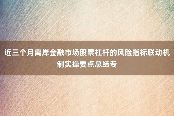 近三个月离岸金融市场股票杠杆的风险指标联动机制实操要点总结专