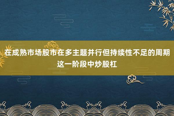 在成熟市场股市在多主题并行但持续性不足的周期这一阶段中炒股杠